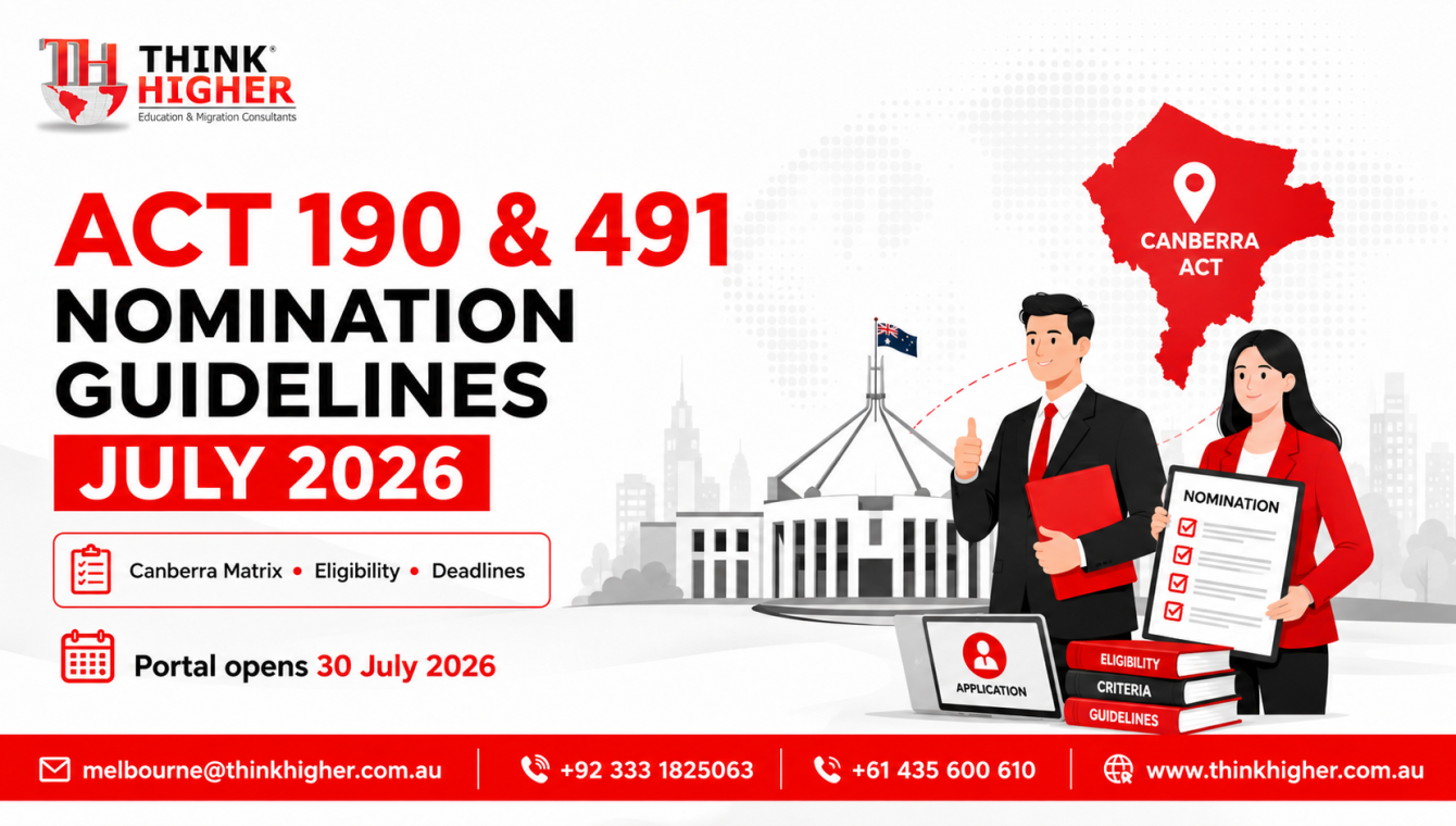ACT 190 and 491 nomination guidelines July 2026 covering Canberra Matrix eligibility and deadlines