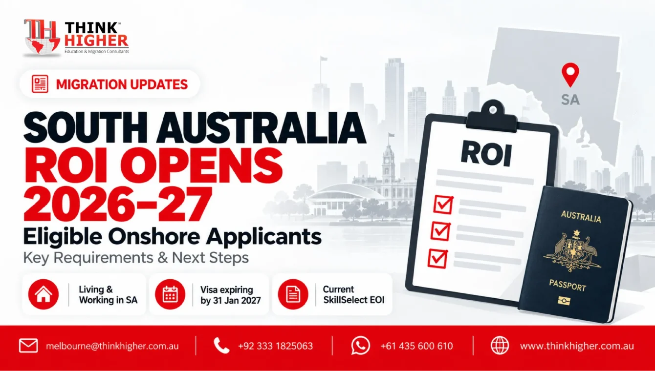 South Australia ROI opens for 2026–27 eligible onshore skilled migrants — visa expiry by 31 January 2027